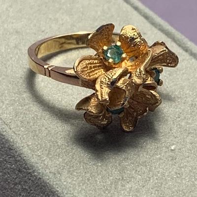 14k Gold Floral Estate Ring 4.4 grams Ring Size 4.5