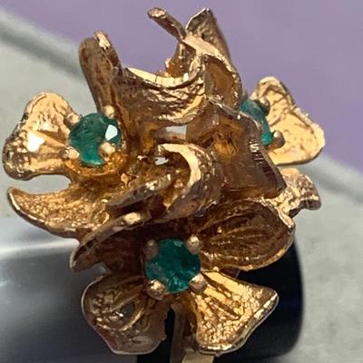 14k Gold Floral Estate Ring 4.4 grams Ring Size 4.5