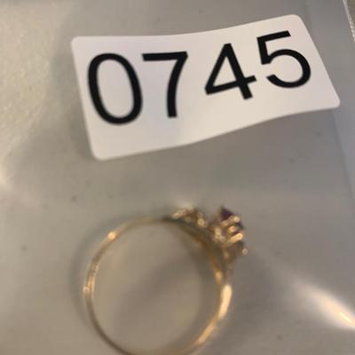 14k Gold Ruby & Diamonds Estate Ring Size 7