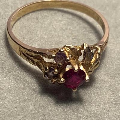 14k Gold Ruby & Diamonds Estate Ring Size 7