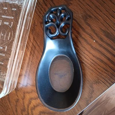 SMALLER CROCK POT, 2 SETS OF FLATWARE, SHAKERS AND BAKEWARE