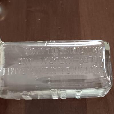 2 ANTIQUE BOTTLES, TRINKET BOXES AND GLASS LIKE ROCK