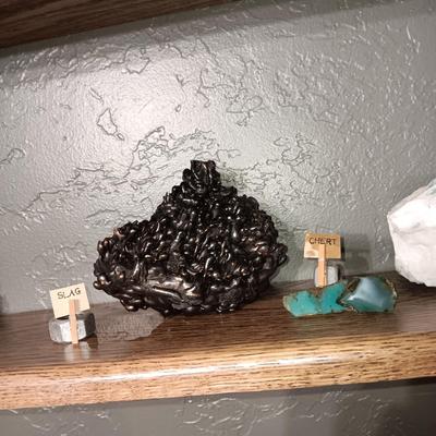 ROCKS FROM A COLLECTION LABELED SLAG, GHERT & AMAZONITE FELDSPAR