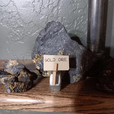 ROCKS FROM A COLLECTION LABELED GOLD ORE, COAL & ASSAY CRUCIBLE FRAGMENTS