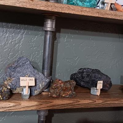 ROCKS FROM A COLLECTION LABELED GOLD ORE, COAL & ASSAY CRUCIBLE FRAGMENTS