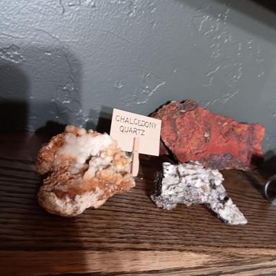 ROCKS FROM A COLLECTION LABELED HEMATITE & CHALCEDONY QUARTZ