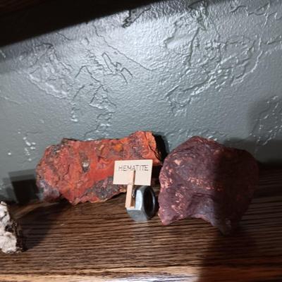 ROCKS FROM A COLLECTION LABELED HEMATITE & CHALCEDONY QUARTZ