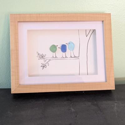 Sea Glass Framed Shadow Box That Exhibit Handcrafted Original Art By Lisa Of LISART