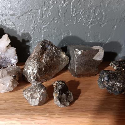 ROCKS FROM A COLLECTION LABELED PYRITE AND QUARTZ