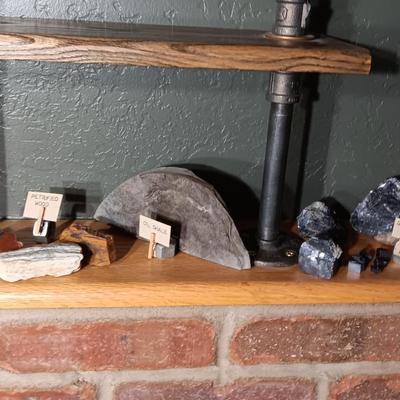ROCKS FROM A COLLECTION LABELED GALENA, OIL SHALE & PETRIFIED WOOD