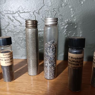 BOTTLES MARKED SAMPLE OF CONCENTRATED CLIMAX MOLYBDENITE PLUS ARROWHEADS