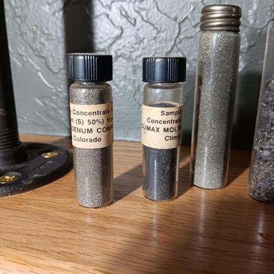 BOTTLES MARKED SAMPLE OF CONCENTRATED CLIMAX MOLYBDENITE PLUS ARROWHEADS