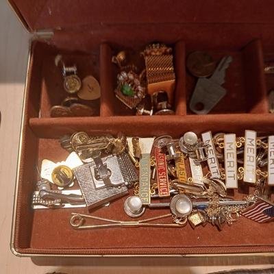 WORKING ADMIRATION 17 JEWEL WATCH, FOREIGN COINS, MISC JEWELRY/MEDALS AND BUMPER STICKERS
