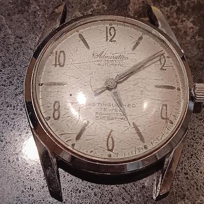 WORKING ADMIRATION 17 JEWEL WATCH, FOREIGN COINS, MISC JEWELRY/MEDALS AND BUMPER STICKERS