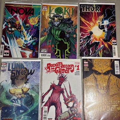 Rocket Raccoon & Groot, Luna Snow, Nova, Loki, Thor