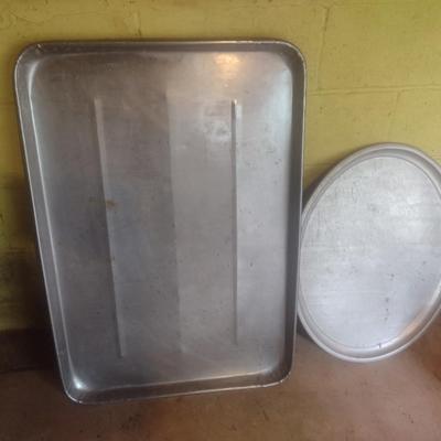 Pair of Lage Metal NSF Serving Trays or Pans