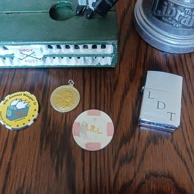 REPRODUCTION CAST IRON GOLFERS COIN BANK, PEWTER MUG AND MORE