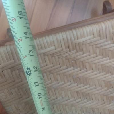 Vintage Rush Seat and Back Wood Framed Shaker Style Rocking Chair