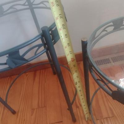 Wrought Metal Glass Top Nesting Plant or Accent Tables