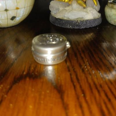 GEMSTONE BONSAI TREE, TRINKET BOXES AND A SMALL GLOBE