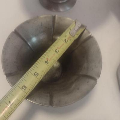Assortment of Pewter Pedestal Footed Serving Bowls and Other