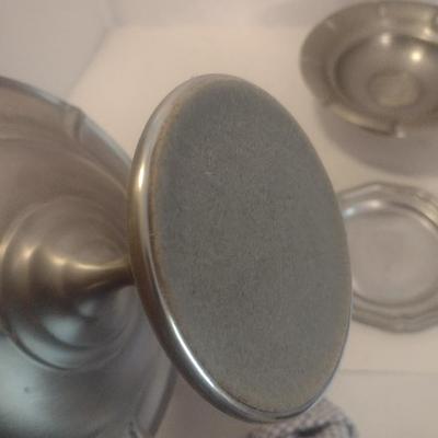 Assortment of Pewter Pedestal Footed Serving Bowls and Other