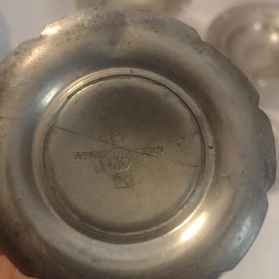 Assortment of Pewter Pedestal Footed Serving Bowls and Other