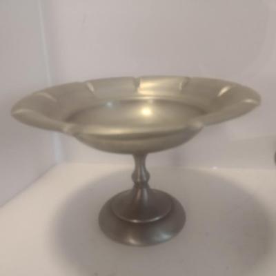 Assortment of Pewter Pedestal Footed Serving Bowls and Other