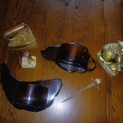 PAIR OF WOODEN WALL POCKETS, LIGHTHOUSE CLOCK AND MORE