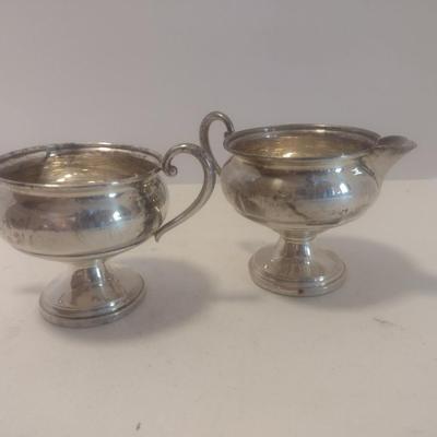 Weighted Sterling Silver Creamer and Sugar Cups
