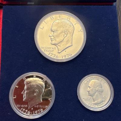 Sale Photo Thumbnail #5: Three proof sets 
Each set includes: 
Eisenhower half dollar
Kennedy half dollar
Washington Quarter
All minted in 40% Silver.