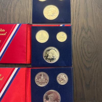 Sale Photo Thumbnail #7: Three proof sets 
Each set includes: 
Eisenhower half dollar
Kennedy half dollar
Washington Quarter
All minted in 40% Silver.