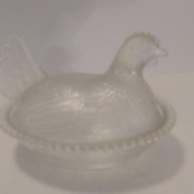 Vintage Indiana Glass Clear Nesting Hen Candy Dish