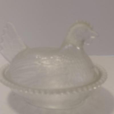 Vintage Indiana Glass Clear Nesting Hen Candy Dish