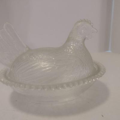Vintage Indiana Glass Clear Nesting Hen Candy Dish