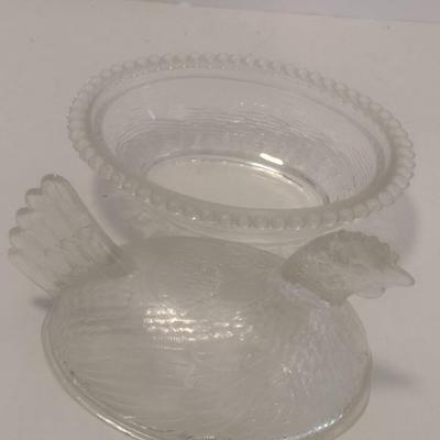 Vintage Indiana Glass Clear Nesting Hen Candy Dish