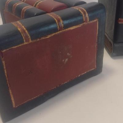 Set of Large Vintage Wood Book Themed Book Ends