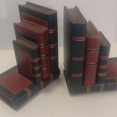 Set of Large Vintage Wood Book Themed Book Ends