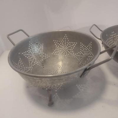 Pair of Galvanized Kitchen Colanders