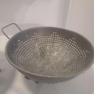 Pair of Galvanized Kitchen Colanders