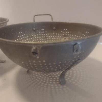 Pair of Galvanized Kitchen Colanders