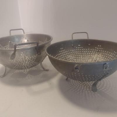 Pair of Galvanized Kitchen Colanders