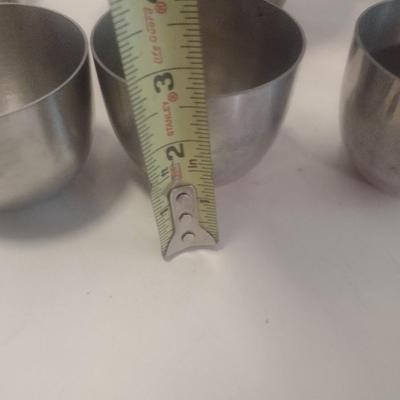 Vintage Pewter Water Pitcher with Eight Cups