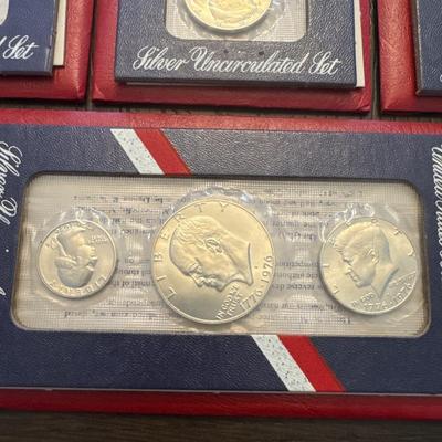 Sale Photo Thumbnail #28: 4 sets 
Each set includes 40% silver Eisenhower, Kennedy, Washington.