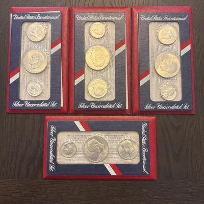 Sale Photo Thumbnail #24: 4 sets 
Each set includes 40% silver Eisenhower, Kennedy, Washington.