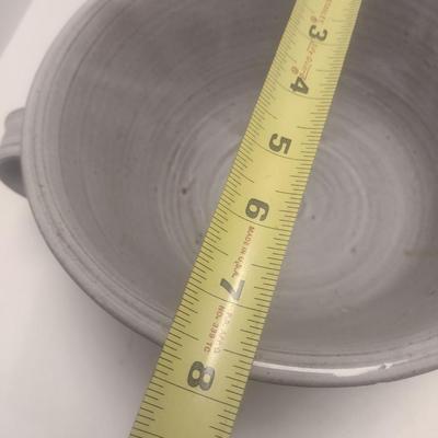 Pair of Art Studio Pottery Kitchen Items Includes a Batter Bowl and Wooden Handled Ladle Each Signed by Artist