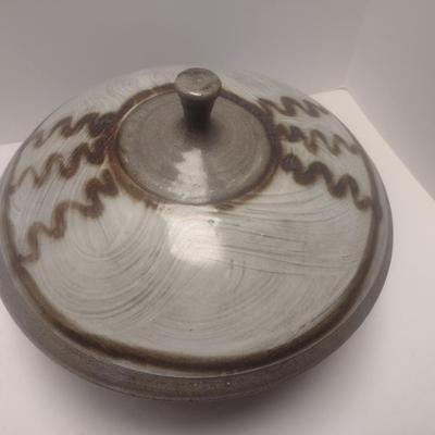 Lage Art Studio Lidded Pottery Dish Signed by Artist