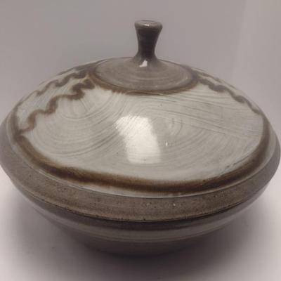 Lage Art Studio Lidded Pottery Dish Signed by Artist