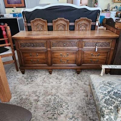 Sale Photo Thumbnail #315: Lenoir House by Broyhill 9 drawer dresser. Chest of drawers and headboard on auction as well.