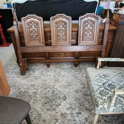 Sale Photo Thumbnail #324: Lenoir House by Broyhill Queen Headboard. Matching chest and dresser also on auction.